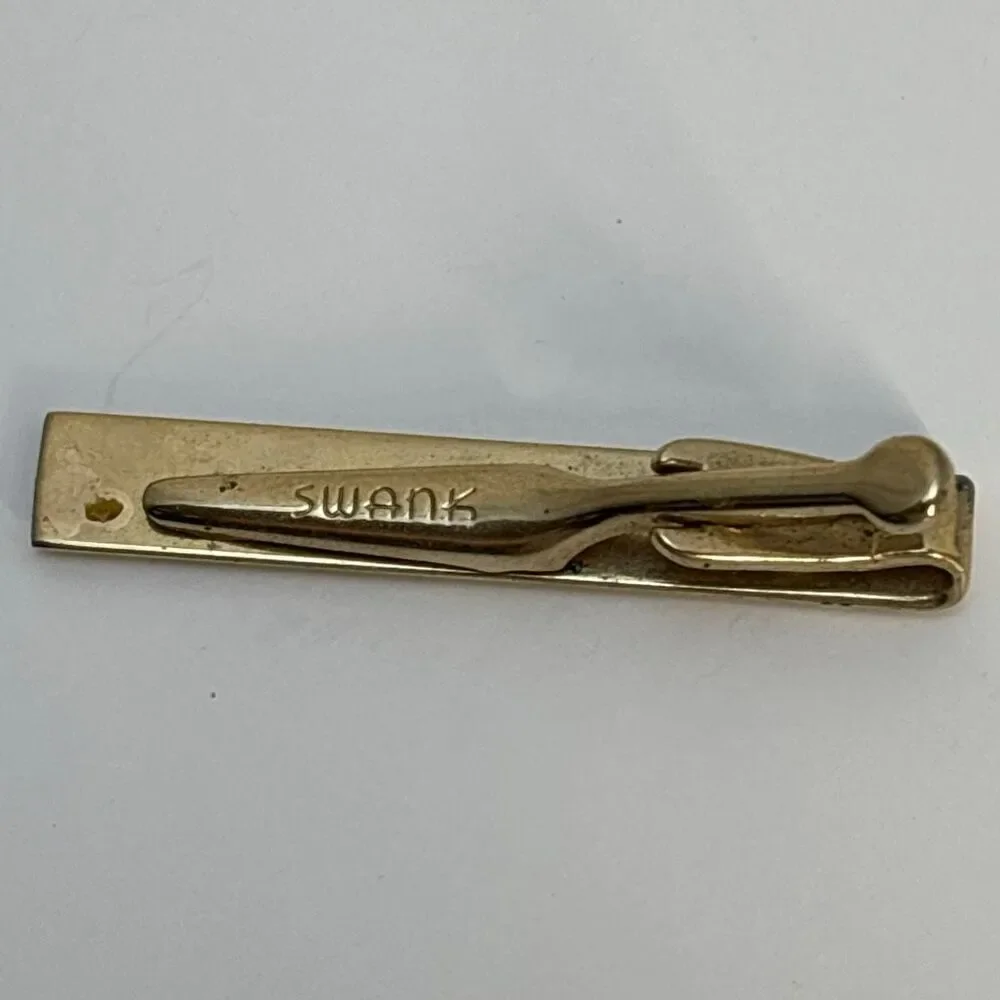 Vintage SWANK gold tone tie tack bar & cufflinks new orleans saints Fleur de Lis
